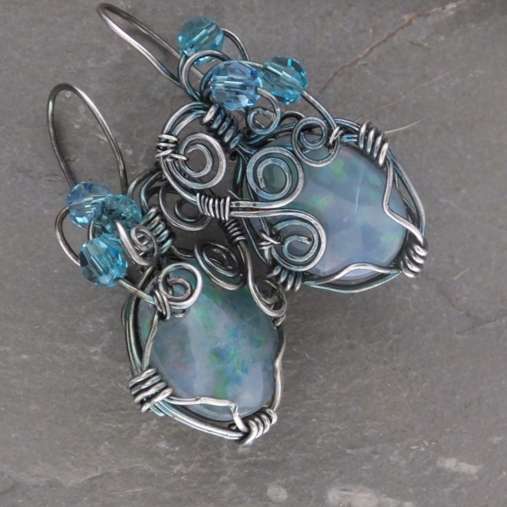 Sterling /opal earrings